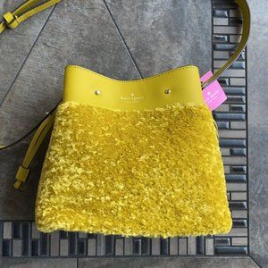 Kate Spade Marti Faux Fur Small Bucket Shoulder Bag Citron Sapphire